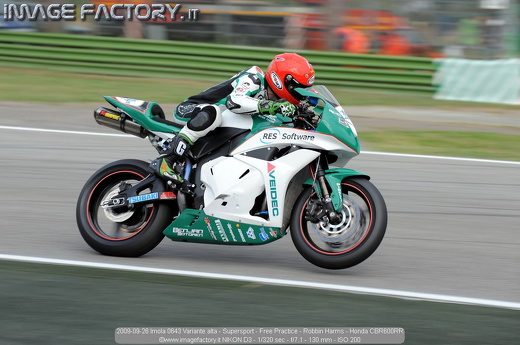 2009-09-26 Imola 0643 Variante alta - Supersport - Free Practice - Robbin Harms - Honda CBR600RR